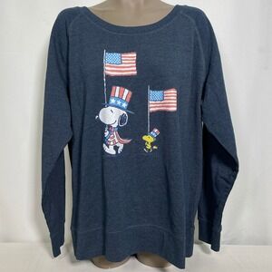 Peanuts Snoopy Woodstock March French Terry Navy Blue Sweatshirt Women's 2XL